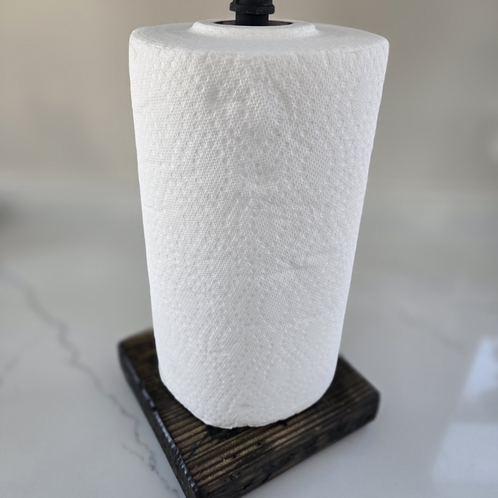 Rustic Paper Towel Holder with Wooden Base
